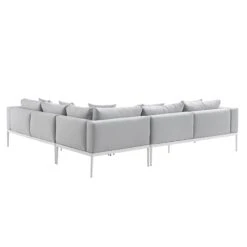 Calabasas Large Outdoor Fabric Aluminium Frame Corner Sofa Set With Coffee Table, Light Grey -Daals Store OD SF 1011 LIGHTGREY WB4