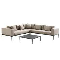 Calabasas Large Outdoor Fabric Aluminium Frame Corner Sofa Set With Coffee Table, Taupe -Daals Store OD SF 1011 TAUPE WB1