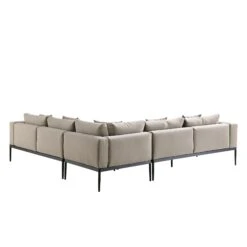Calabasas Large Outdoor Fabric Aluminium Frame Corner Sofa Set With Coffee Table, Taupe -Daals Store OD SF 1011 TAUPE WB4