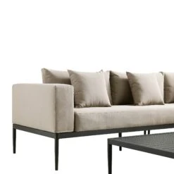 Calabasas Large Outdoor Fabric Aluminium Frame Corner Sofa Set With Coffee Table, Taupe -Daals Store OD SF 1011 TAUPE detail1