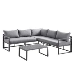 Albany Washed Grey Aluminium 5-Seater Corner Sofa Set with Reclining Sun Lounger Feature and Coffee Table -Daals Store OD SF 1023 GREY WB2