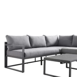 Albany Washed Grey Aluminium 5-Seater Corner Sofa Set with Reclining Sun Lounger Feature and Coffee Table -Daals Store OD SF 1023 GREY detail1