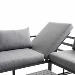 Albany Washed Grey Aluminium 5-Seater Corner Sofa Set with Reclining Sun Lounger Feature and Coffee Table -Daals Store OD SF 1023 GREY detail2