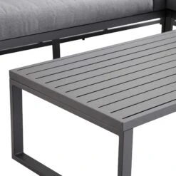 Albany Washed Grey Aluminium 5-Seater Corner Sofa Set with Reclining Sun Lounger Feature and Coffee Table -Daals Store OD SF 1023 GREY detail4