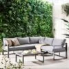 Albany Aluminium Corner Sofa Set With Reclining Back And Coffee Table, Grey 35 Albany Aluminium Corner Sofa Set With Reclining Back And Coffee Table, Grey -Daals Store OD SF 1023 GREY main