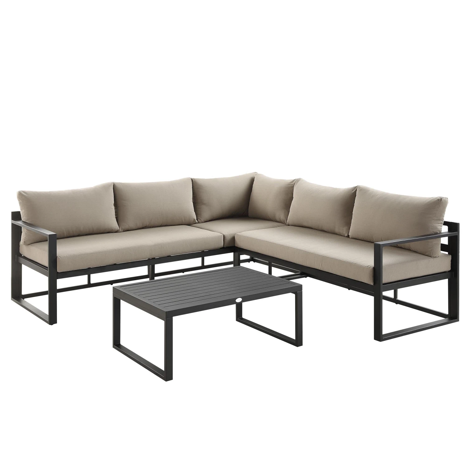 Albany Aluminium Corner Sofa Set in Taupe & Matte Black β 5-Seater Outdoor Reclining Lounge Set with Coffee Table 5 Albany Aluminium Corner Sofa Set in Taupe & Matte Black β 5-Seater Outdoor Reclining Lounge Set with Coffee Table - Image 5