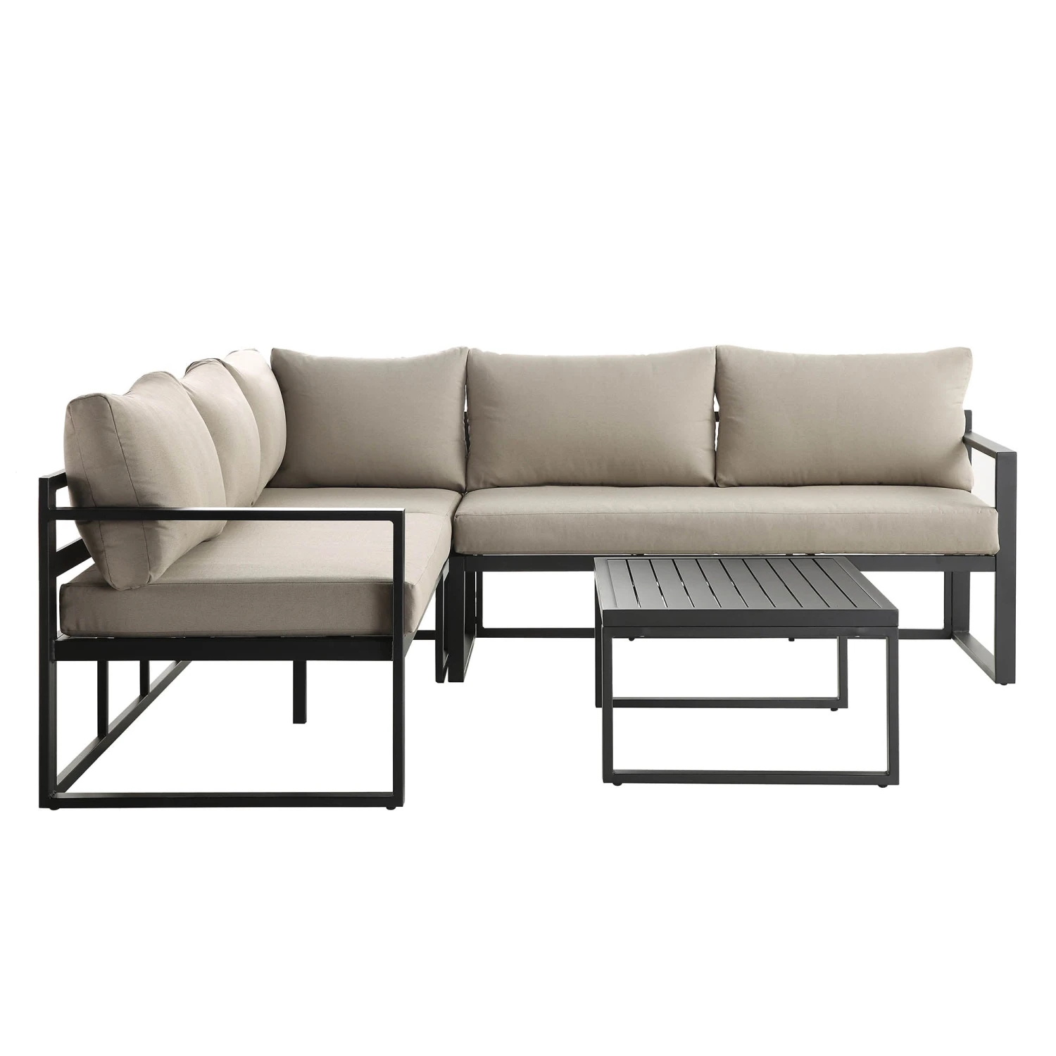 Albany Aluminium Corner Sofa Set in Taupe & Matte Black β 5-Seater Outdoor Reclining Lounge Set with Coffee Table 7 Albany Aluminium Corner Sofa Set in Taupe & Matte Black β 5-Seater Outdoor Reclining Lounge Set with Coffee Table - Image 7