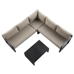 Albany Aluminium Corner Sofa Set in Taupe & Matte Black β 5-Seater Outdoor Reclining Lounge Set with Coffee Table 22 Albany Aluminium Corner Sofa Set in Taupe & Matte Black β 5-Seater Outdoor Reclining Lounge Set with Coffee Table -Daals Store OD SF 1023 TAUPE WB4