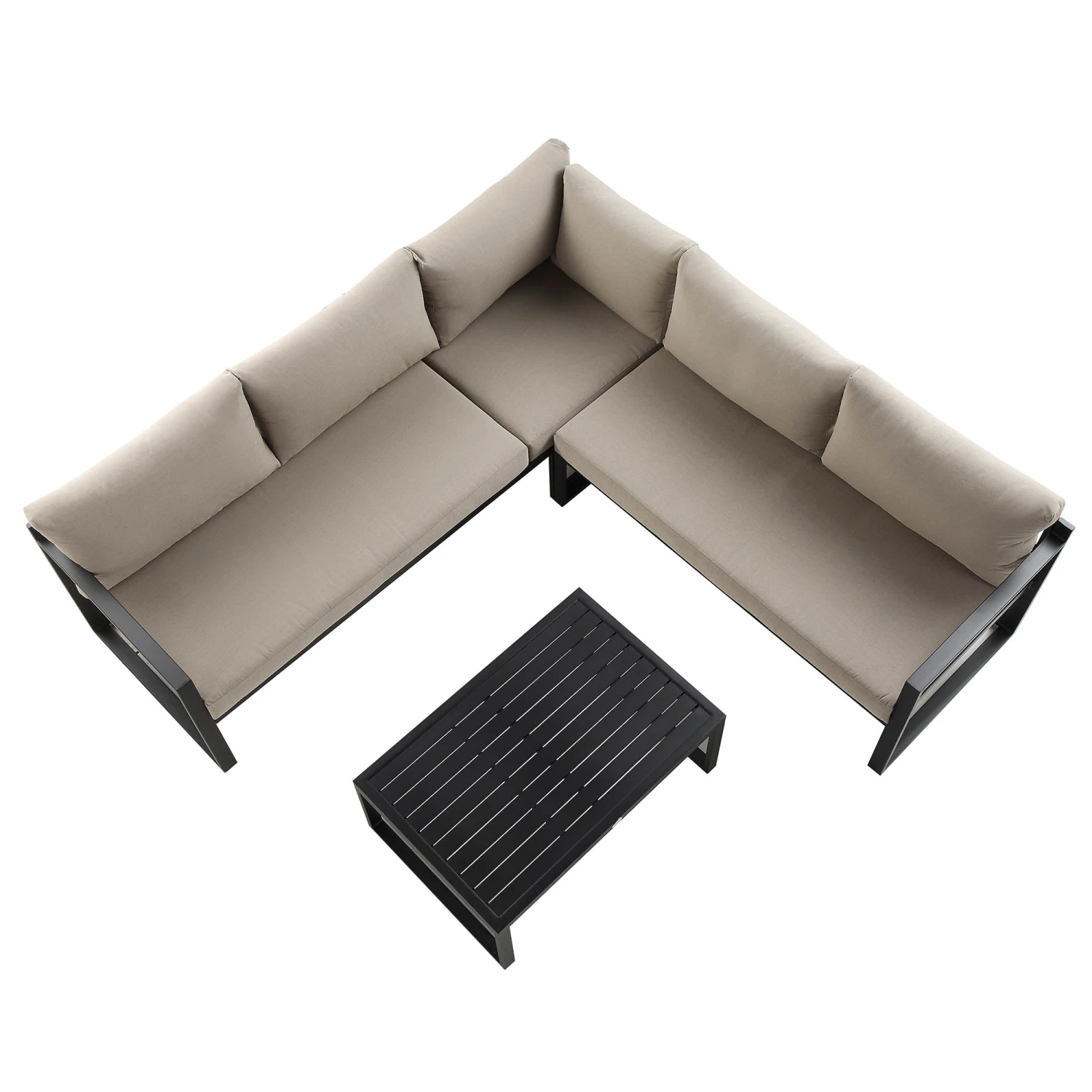 Albany Aluminium Corner Sofa Set in Taupe & Matte Black β 5-Seater Outdoor Reclining Lounge Set with Coffee Table 8 Albany Aluminium Corner Sofa Set in Taupe & Matte Black β 5-Seater Outdoor Reclining Lounge Set with Coffee Table - Image 8