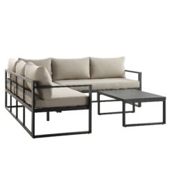 Albany Aluminium Corner Sofa Set in Taupe & Matte Black β 5-Seater Outdoor Reclining Lounge Set with Coffee Table 23 Albany Aluminium Corner Sofa Set in Taupe & Matte Black β 5-Seater Outdoor Reclining Lounge Set with Coffee Table -Daals Store OD SF 1023 TAUPE WB5