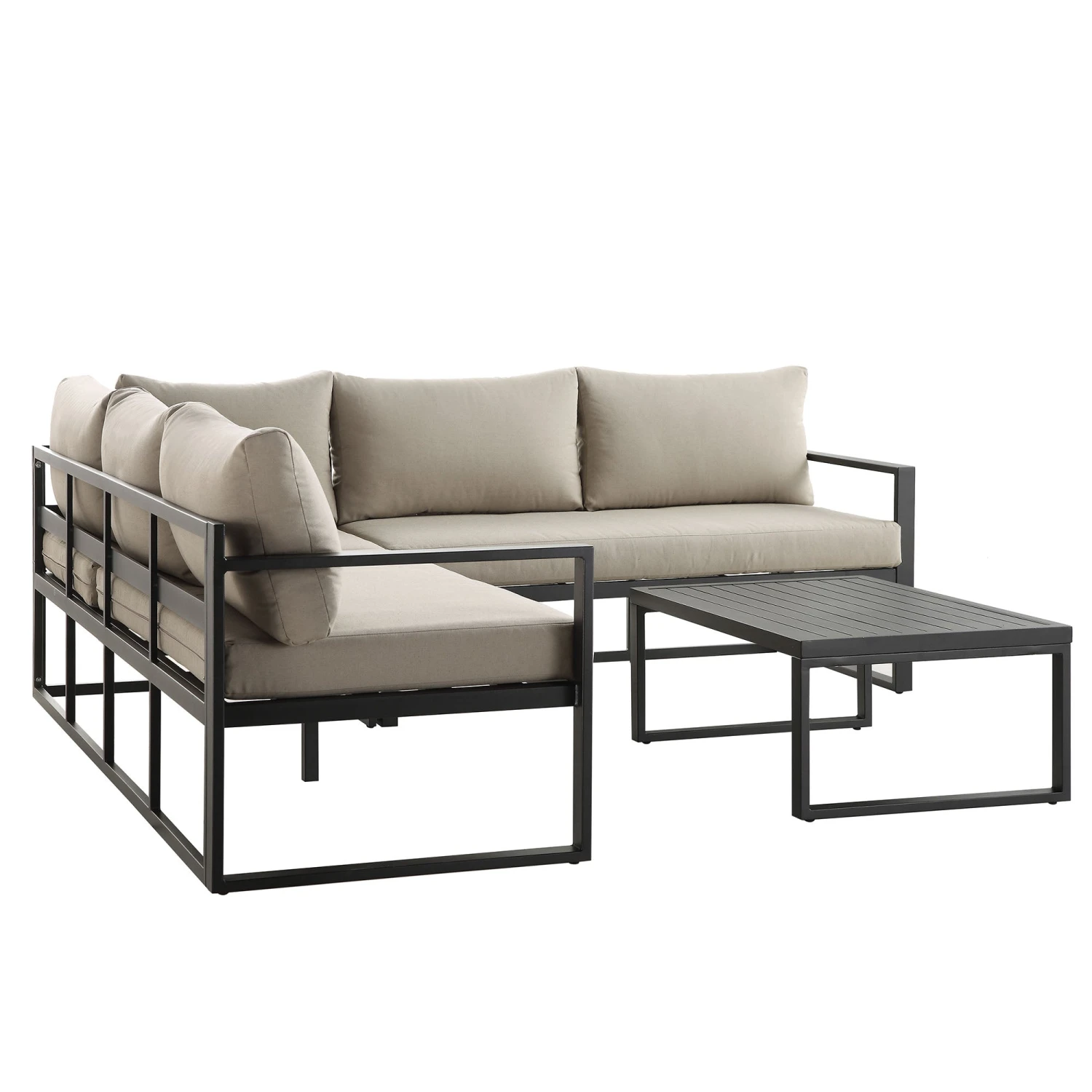 Albany Aluminium Corner Sofa Set in Taupe & Matte Black β 5-Seater Outdoor Reclining Lounge Set with Coffee Table 9 Albany Aluminium Corner Sofa Set in Taupe & Matte Black β 5-Seater Outdoor Reclining Lounge Set with Coffee Table - Image 9