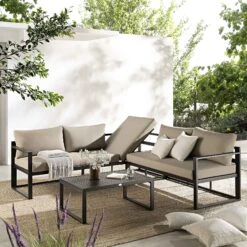 Albany Aluminium Corner Sofa Set in Taupe & Matte Black β 5-Seater Outdoor Reclining Lounge Set with Coffee Table 17 Albany Aluminium Corner Sofa Set in Taupe & Matte Black β 5-Seater Outdoor Reclining Lounge Set with Coffee Table -Daals Store OD SF 1023 TAUPE scene2
