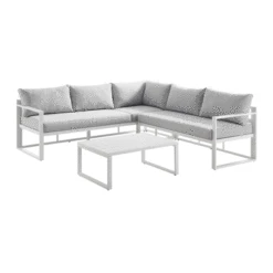 Albany Aluminium Corner Sofa Set With Reclining Back And Coffee Table, White 21 Albany Aluminium Corner Sofa Set With Reclining Back And Coffee Table, White -Daals Store OD SF 1023 WHITE GIF