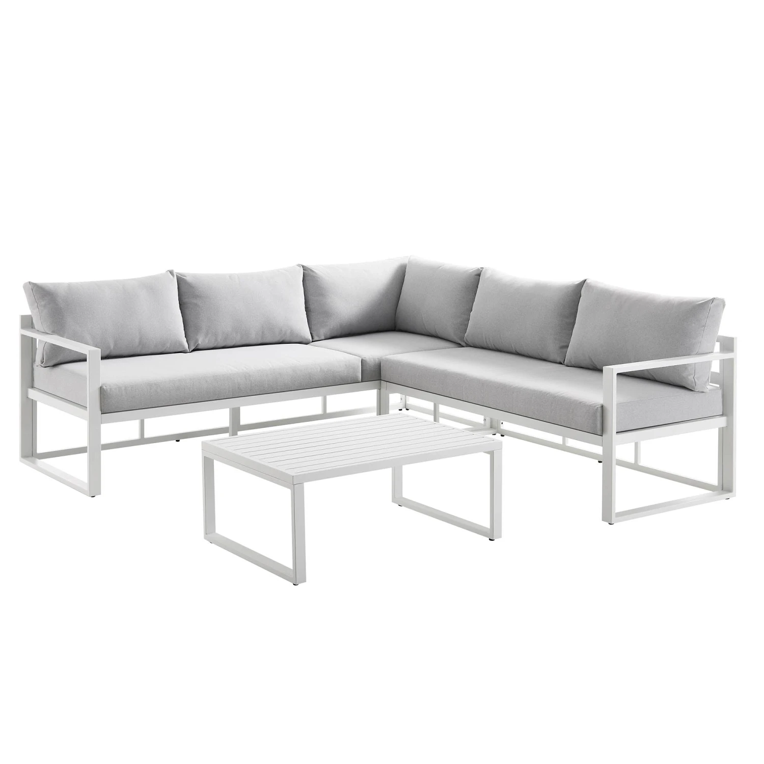Albany Aluminium Corner Sofa Set With Reclining Back And Coffee Table, White 6 Albany Aluminium Corner Sofa Set With Reclining Back And Coffee Table, White - Image 6