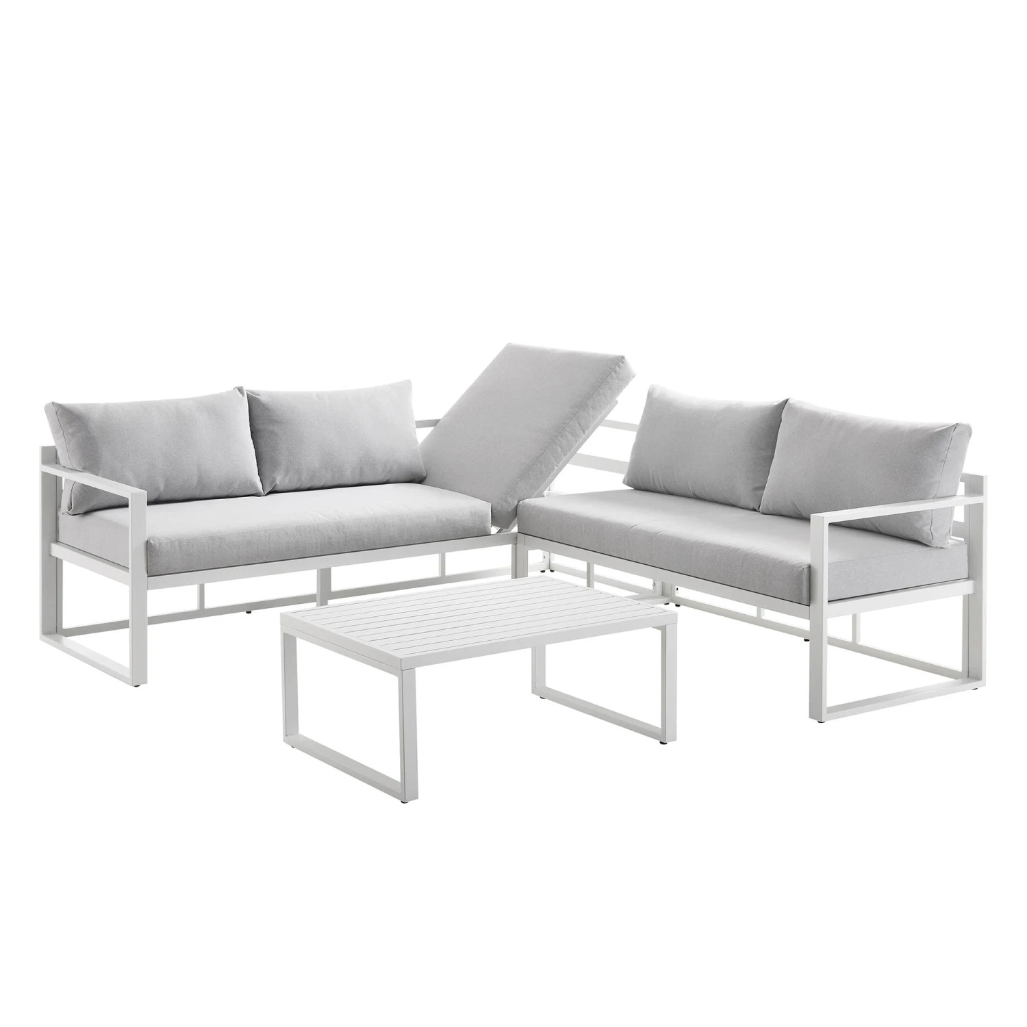 Albany Aluminium Corner Sofa Set With Reclining Back And Coffee Table, White 8 Albany Aluminium Corner Sofa Set With Reclining Back And Coffee Table, White - Image 8
