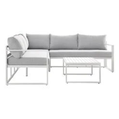 Albany Aluminium Corner Sofa Set With Reclining Back And Coffee Table, White 25 Albany Aluminium Corner Sofa Set With Reclining Back And Coffee Table, White -Daals Store OD SF 1023 WHITE WB3