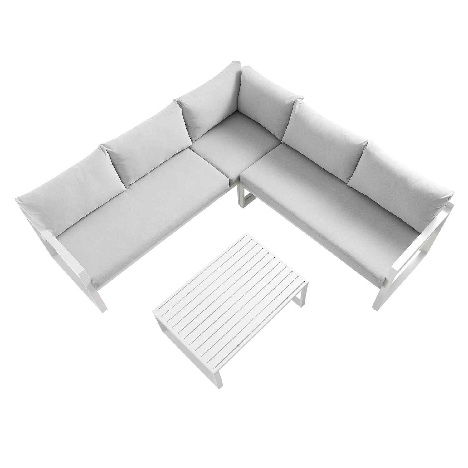 Albany Aluminium Corner Sofa Set With Reclining Back And Coffee Table, White 10 Albany Aluminium Corner Sofa Set With Reclining Back And Coffee Table, White - Image 10