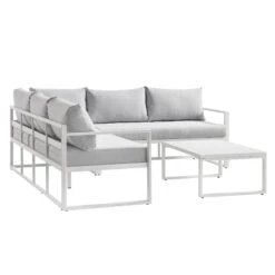 Albany Aluminium Corner Sofa Set With Reclining Back And Coffee Table, White 27 Albany Aluminium Corner Sofa Set With Reclining Back And Coffee Table, White -Daals Store OD SF 1023 WHITE WB5