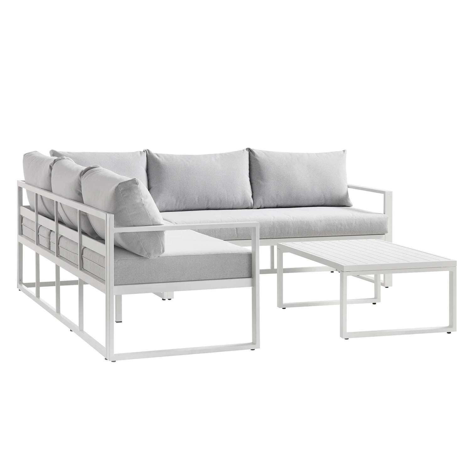 Albany Aluminium Corner Sofa Set With Reclining Back And Coffee Table, White 11 Albany Aluminium Corner Sofa Set With Reclining Back And Coffee Table, White - Image 11