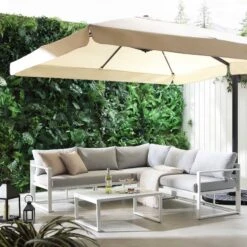 Albany Aluminium Corner Sofa Set With Reclining Back And Coffee Table, White 20 Albany Aluminium Corner Sofa Set With Reclining Back And Coffee Table, White -Daals Store OD SF 1023 WHITE scene3