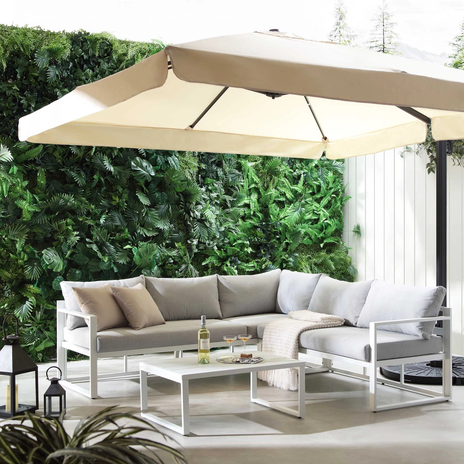 Albany Aluminium Corner Sofa Set With Reclining Back And Coffee Table, White 4 Albany Aluminium Corner Sofa Set With Reclining Back And Coffee Table, White - Image 4