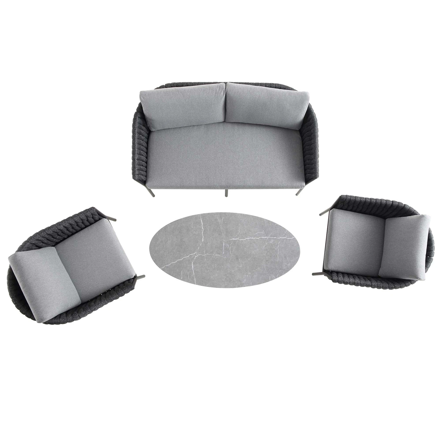 Montebello 4-Seater Outdoor Black Rope And Aluminium Sofa Set With Grey Ceramic Coffee Table 7 Montebello 4-Seater Outdoor Black Rope And Aluminium Sofa Set With Grey Ceramic Coffee Table - Image 7
