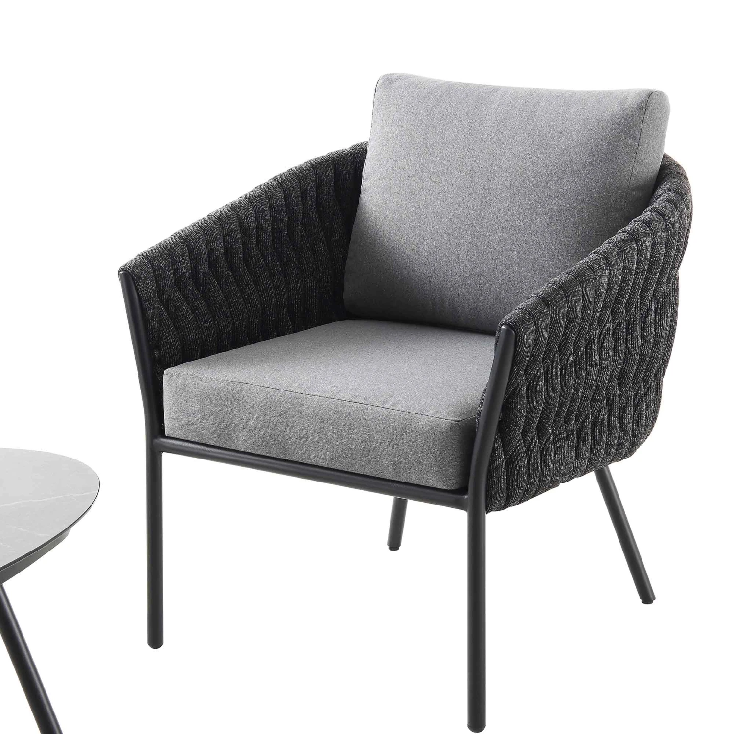 Montebello 4-Seater Outdoor Black Rope And Aluminium Sofa Set With Grey Ceramic Coffee Table 10 Montebello 4-Seater Outdoor Black Rope And Aluminium Sofa Set With Grey Ceramic Coffee Table - Image 10