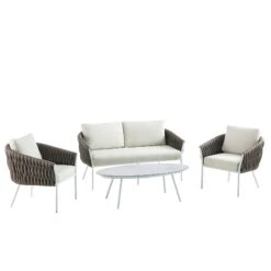 Montebello 4-Seater Outdoor Taupe Rope And Aluminium Sofa Set With White Ceramic Coffee Table 18 Montebello 4-Seater Outdoor Taupe Rope And Aluminium Sofa Set With White Ceramic Coffee Table -Daals Store OD SF 1029 WHITE WB3