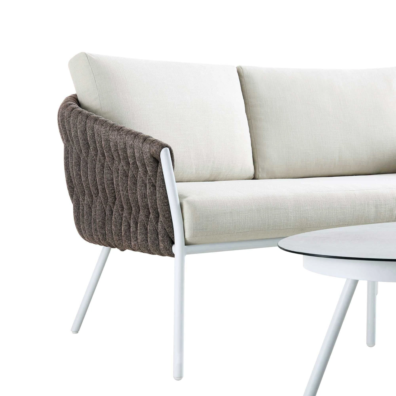 Montebello 4-Seater Outdoor Taupe Rope And Aluminium Sofa Set With White Ceramic Coffee Table 8 Montebello 4-Seater Outdoor Taupe Rope And Aluminium Sofa Set With White Ceramic Coffee Table - Image 8