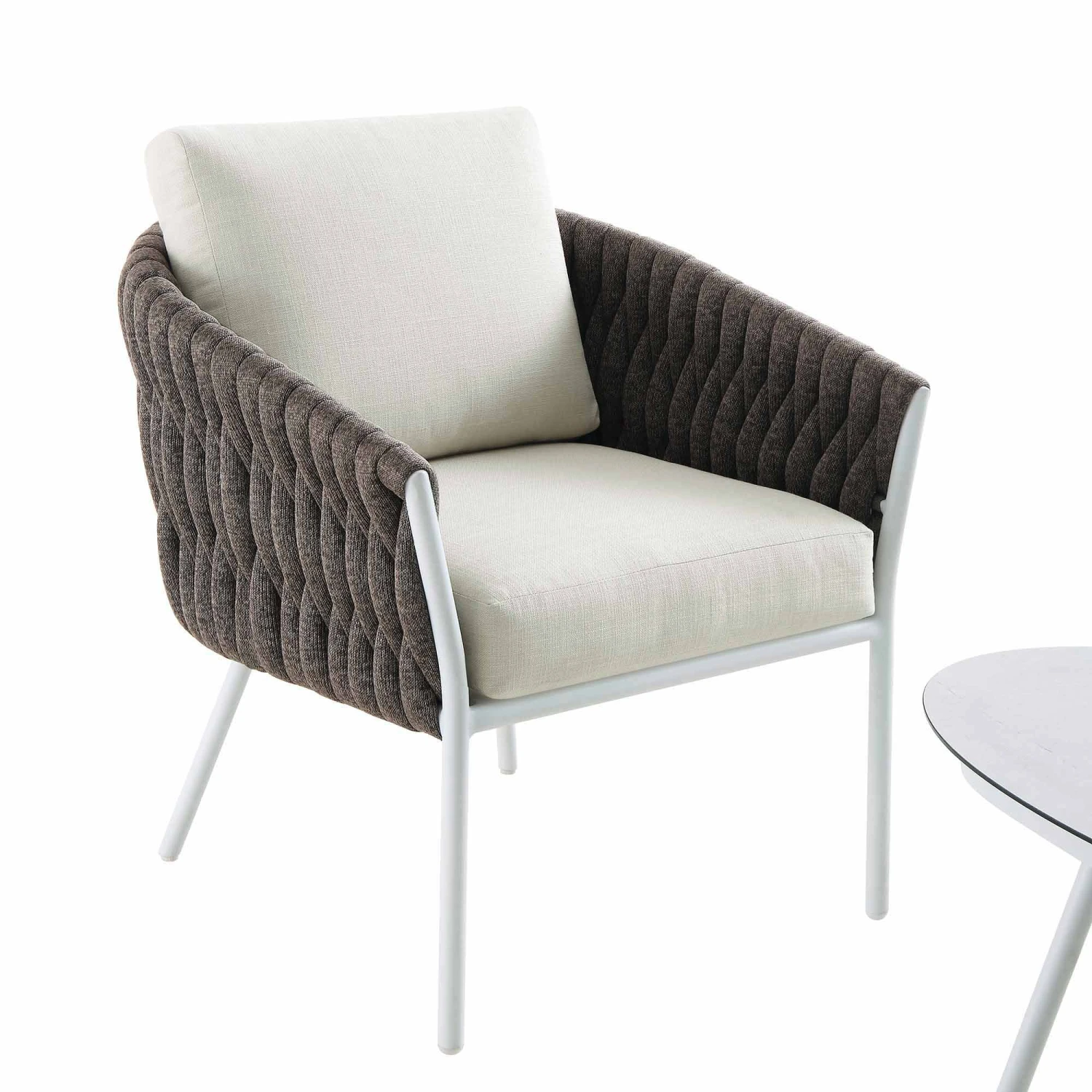 Montebello 4-Seater Outdoor Taupe Rope And Aluminium Sofa Set With White Ceramic Coffee Table 9 Montebello 4-Seater Outdoor Taupe Rope And Aluminium Sofa Set With White Ceramic Coffee Table - Image 9