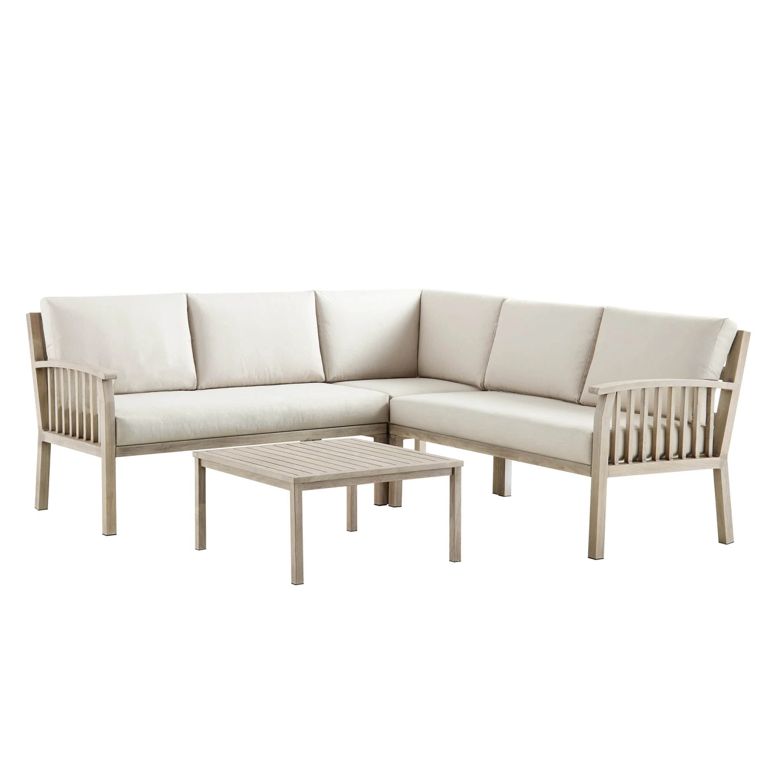 Earlswood Aluminium Washed Wood Effect Corner Sofa Set With Coffee Table 4 Earlswood Aluminium Washed Wood Effect Corner Sofa Set With Coffee Table - Image 4