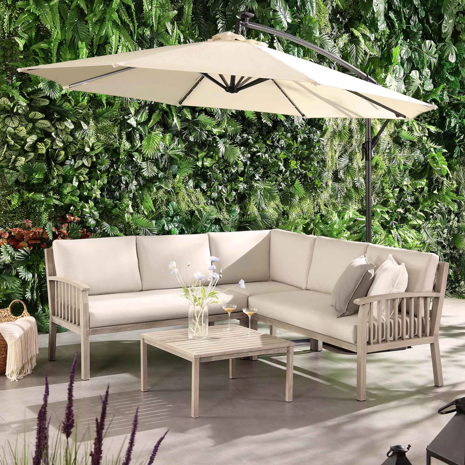 Earlswood Aluminium Washed Wood Effect Corner Sofa Set With Coffee Table 1 Earlswood Aluminium Washed Wood Effect Corner Sofa Set With Coffee Table