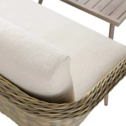 Cliveden Outdoor Aluminium Washed Wood Effect And Round Wicker Rattan Corner Sofa Set -Daals Store OD SF 1070 NAT detail3