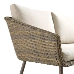 Cliveden Outdoor Aluminium Washed Wood Effect And Round Wicker Rattan Corner Sofa Set -Daals Store OD SF 1070 NAT detail5