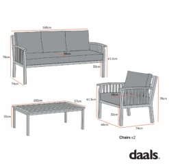 Earlswood Aluminium Washed Wood Effect Sofa Set With Coffee Table 17 Earlswood Aluminium Washed Wood Effect Sofa Set With Coffee Table -Daals Store OD SF 1071 CHART