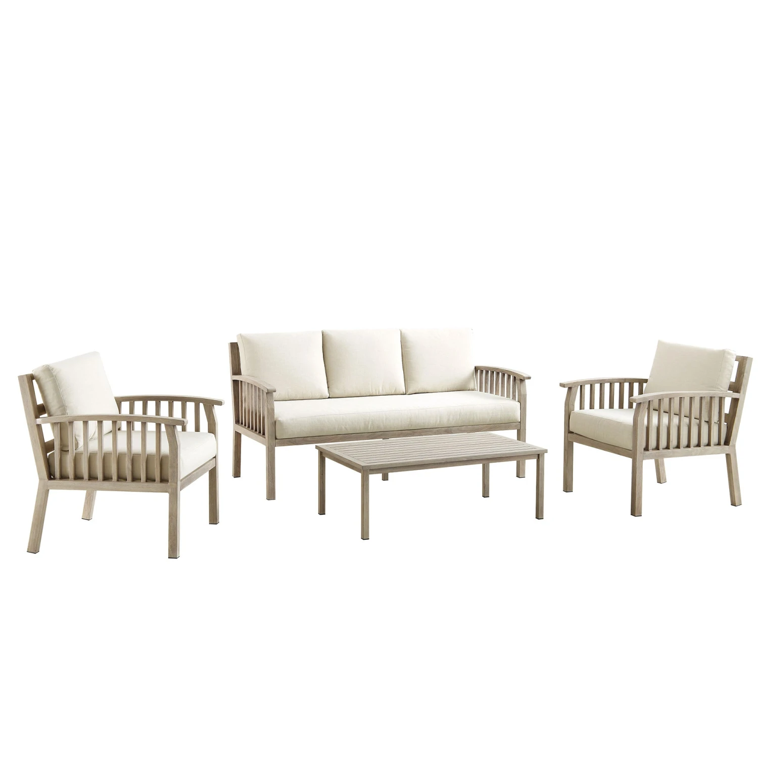 Earlswood Aluminium Washed Wood Effect Sofa Set With Coffee Table 4 Earlswood Aluminium Washed Wood Effect Sofa Set With Coffee Table - Image 4