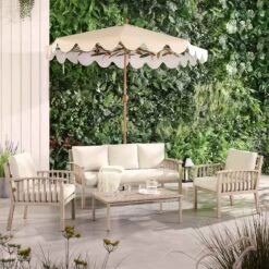 Earlswood Aluminium Washed Wood Effect Sofa Set With Coffee Table