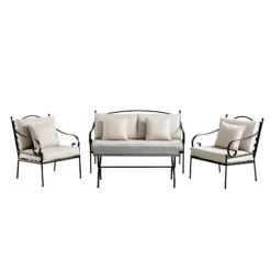 Haymes Indoor And Outdoor Metal Sofa Set With Coffee Table 13 Haymes Indoor And Outdoor Metal Sofa Set With Coffee Table -Daals Store OD SF 1077 BEIGE WB1
