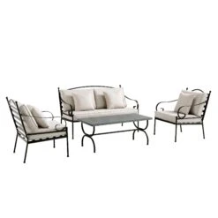 Haymes Indoor And Outdoor Metal Sofa Set With Coffee Table 14 Haymes Indoor And Outdoor Metal Sofa Set With Coffee Table -Daals Store OD SF 1077 BEIGE WB2