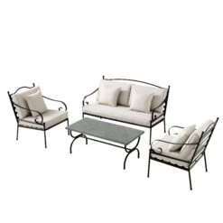 Haymes Indoor And Outdoor Metal Sofa Set With Coffee Table 16 Haymes Indoor And Outdoor Metal Sofa Set With Coffee Table -Daals Store OD SF 1077 BEIGE WB3