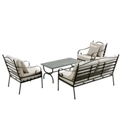 Haymes Indoor And Outdoor Metal Sofa Set With Coffee Table 17 Haymes Indoor And Outdoor Metal Sofa Set With Coffee Table -Daals Store OD SF 1077 BEIGE WB4