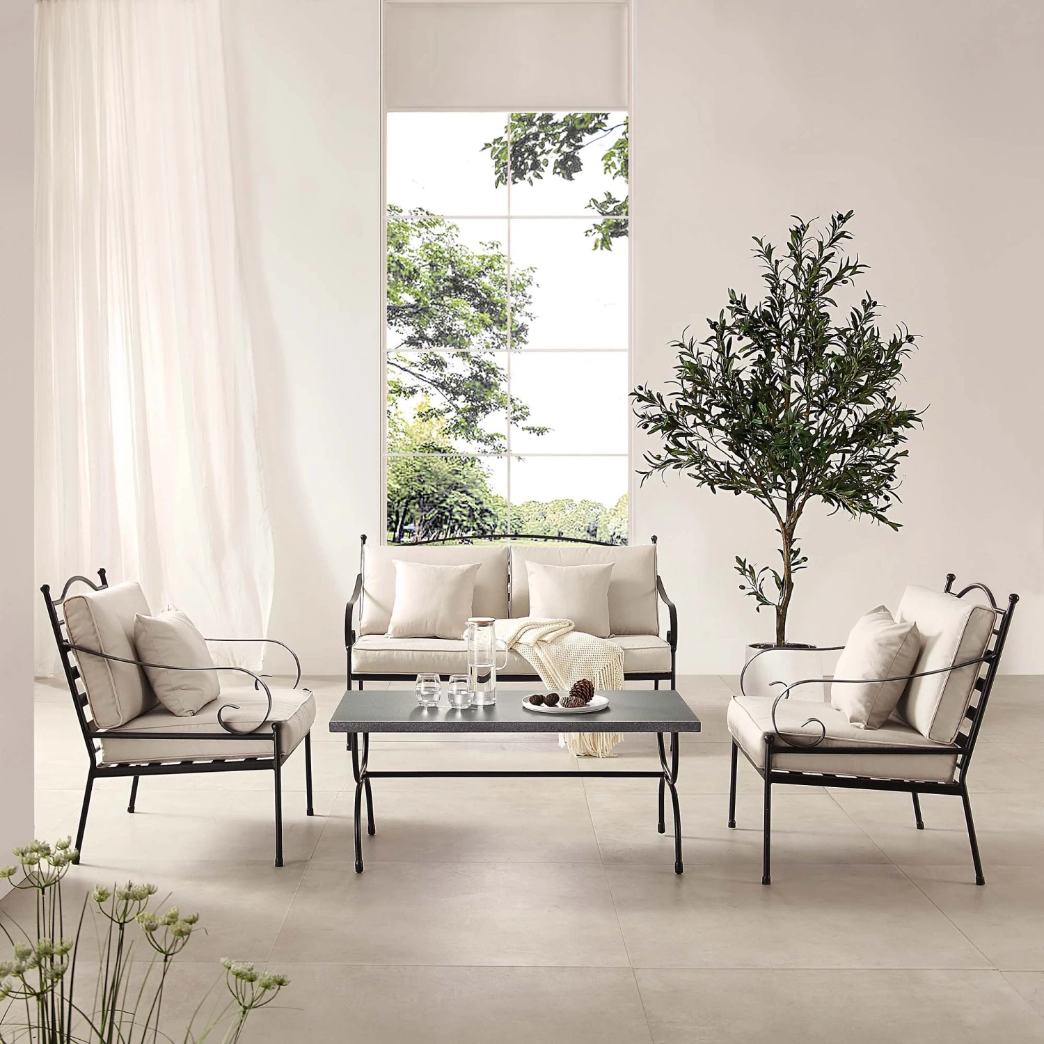 Haymes Indoor And Outdoor Metal Sofa Set With Coffee Table 1 Haymes Indoor And Outdoor Metal Sofa Set With Coffee Table
