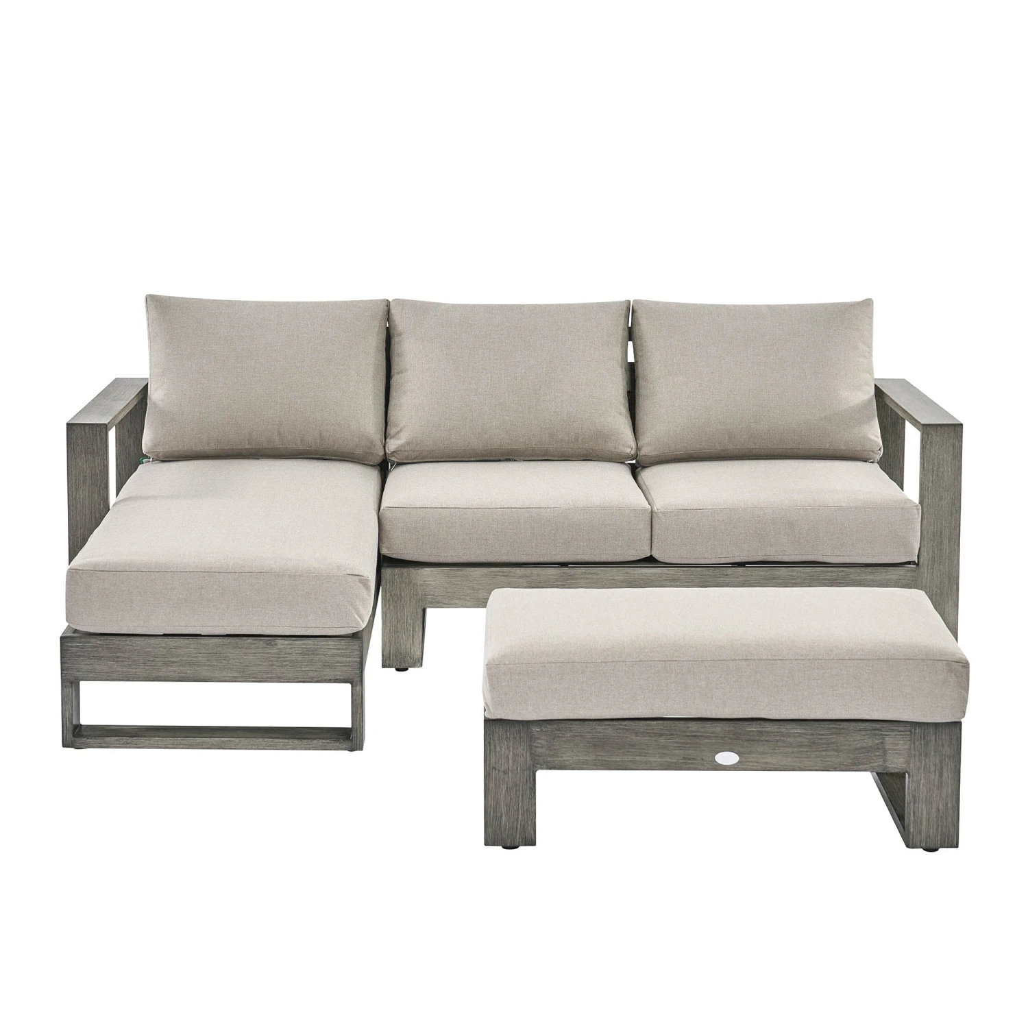Montrose Aluminium Outdoor Sofa Set With Chaise, Brushed Silver Oak 6 Montrose Aluminium Outdoor Sofa Set With Chaise, Brushed Silver Oak - Image 6