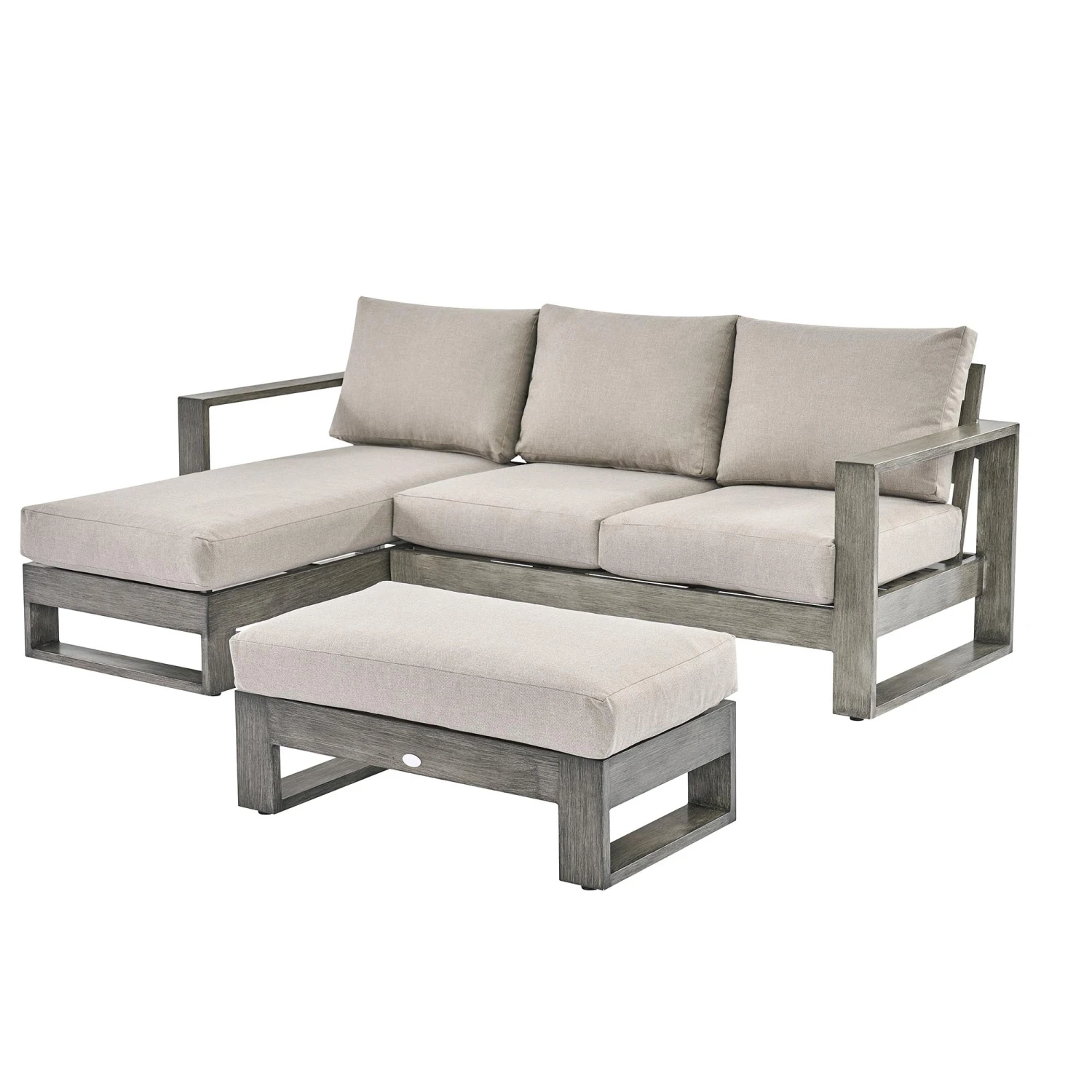 Montrose Aluminium Outdoor Sofa Set With Chaise, Brushed Silver Oak 7 Montrose Aluminium Outdoor Sofa Set With Chaise, Brushed Silver Oak - Image 7