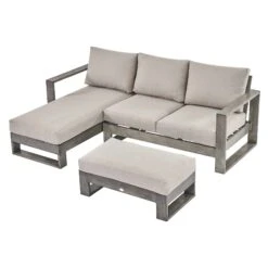 Montrose Aluminium Outdoor Sofa Set With Chaise, Brushed Silver Oak 24 Montrose Aluminium Outdoor Sofa Set With Chaise, Brushed Silver Oak -Daals Store OD SF 2016 WGREY SET WB3