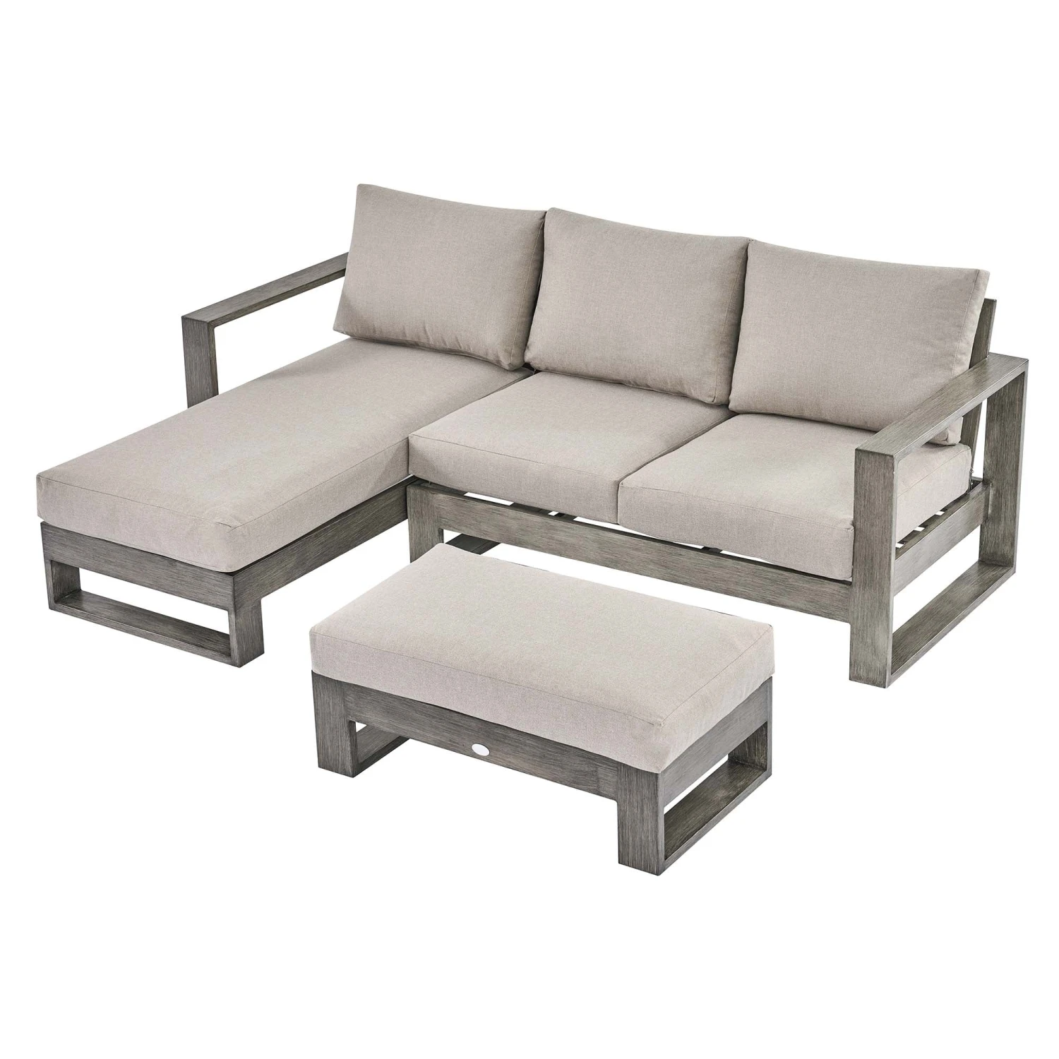 Montrose Aluminium Outdoor Sofa Set With Chaise, Brushed Silver Oak 9 Montrose Aluminium Outdoor Sofa Set With Chaise, Brushed Silver Oak - Image 9