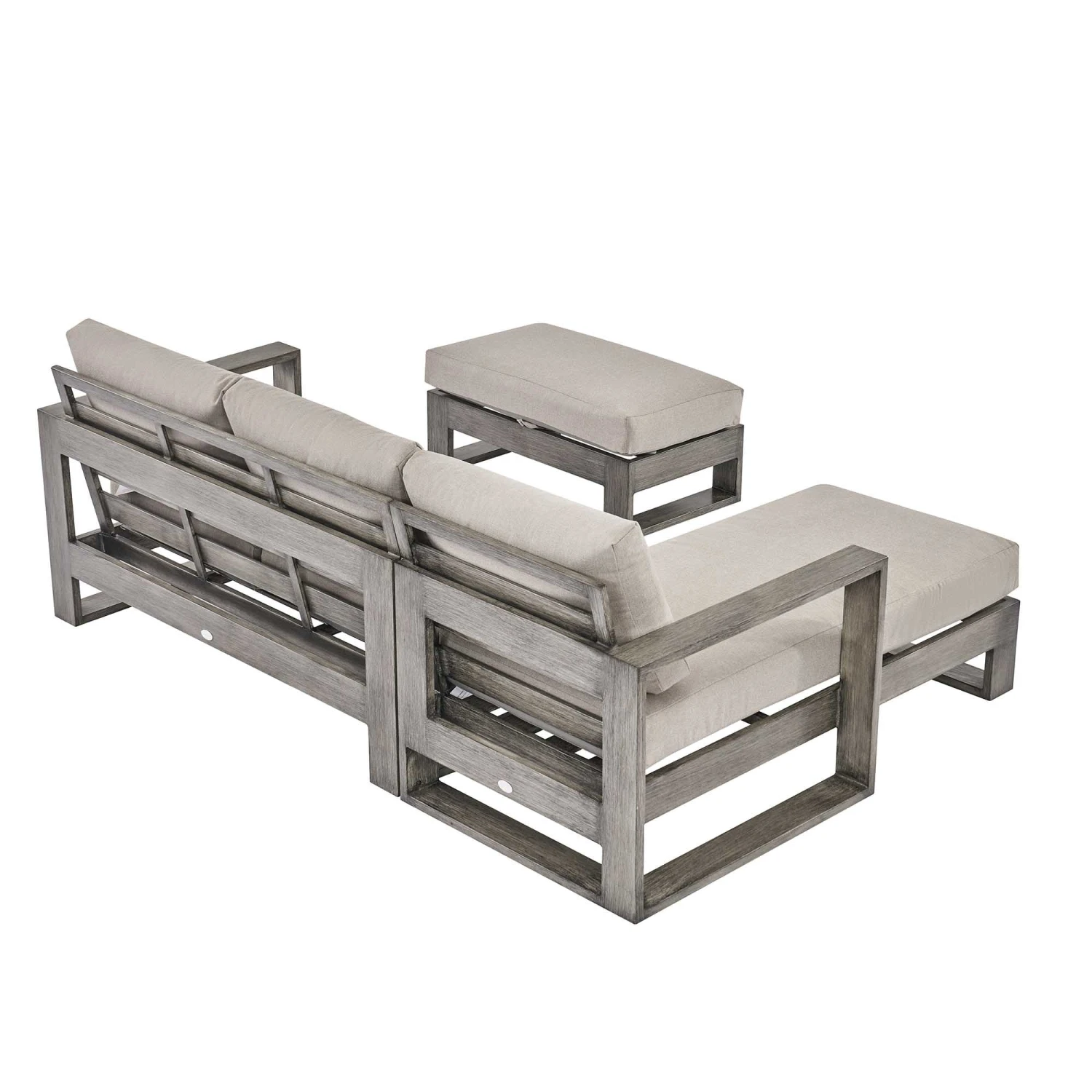 Montrose Aluminium Outdoor Sofa Set With Chaise, Brushed Silver Oak 11 Montrose Aluminium Outdoor Sofa Set With Chaise, Brushed Silver Oak - Image 11