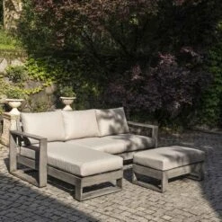 Montrose Aluminium Outdoor Sofa Set With Chaise, Brushed Silver Oak 18 Montrose Aluminium Outdoor Sofa Set With Chaise, Brushed Silver Oak -Daals Store OD SF 2016 WGREY SET scene2