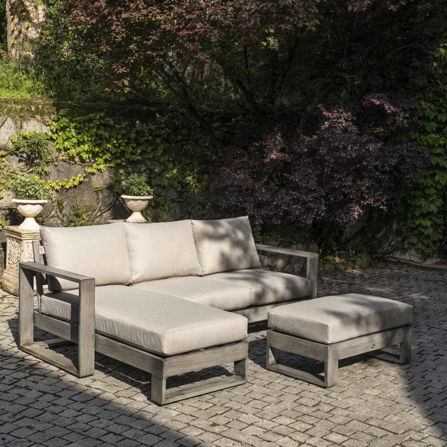 Montrose Aluminium Outdoor Sofa Set With Chaise, Brushed Silver Oak 3 Montrose Aluminium Outdoor Sofa Set With Chaise, Brushed Silver Oak - Image 3