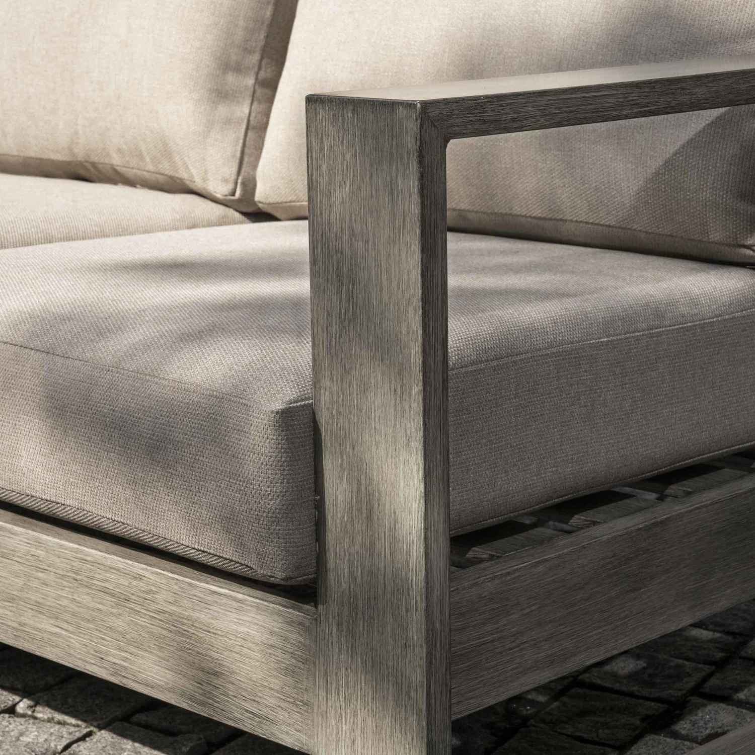 Montrose Aluminium Outdoor Sofa Set With Chaise, Brushed Silver Oak 5 Montrose Aluminium Outdoor Sofa Set With Chaise, Brushed Silver Oak - Image 5